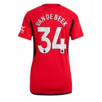 Camiseta Manchester United Donny van de Beek #34 Primera Equipación Replica 2023-24 para mujer mangas cortas